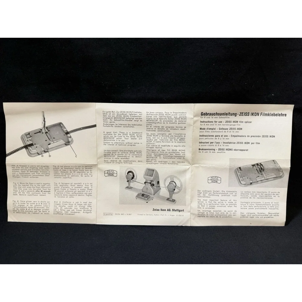 Vintage Zeiss Ikon Filmklebelehre Film Splicer Original Box 8mm 16mm Germany